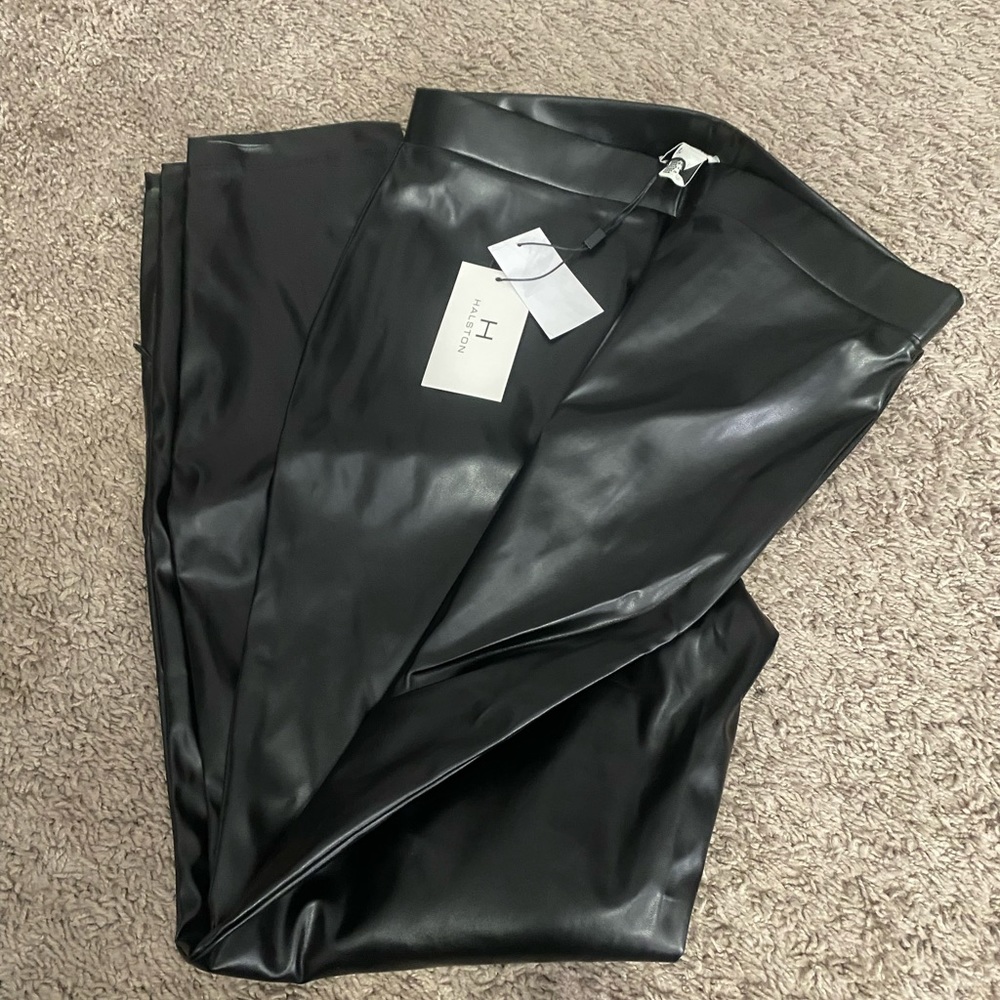 Halston Black Leather Pants